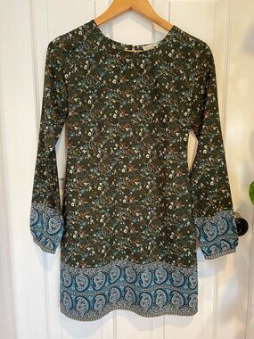 Abercrombie & Fitch Floral Paisley Long Sleeve Dress Boho Cottagecore feminine